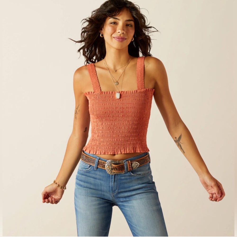 Abercrombie & Fitch Smocked pink Crop Top